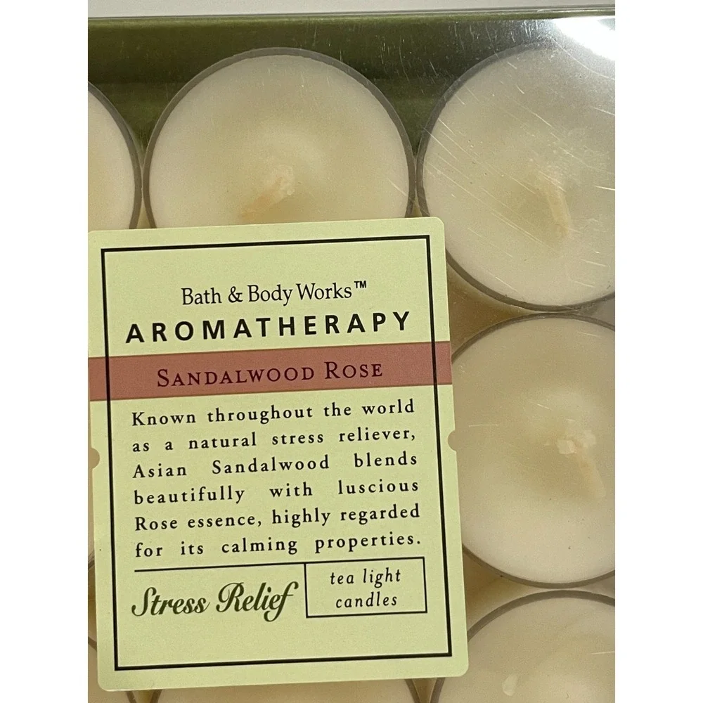 Bath & Body Works Sandalwood Rose Aromatherapy Tea Light Candles 9 ct 0.5 oz New - Picture 2 of 3